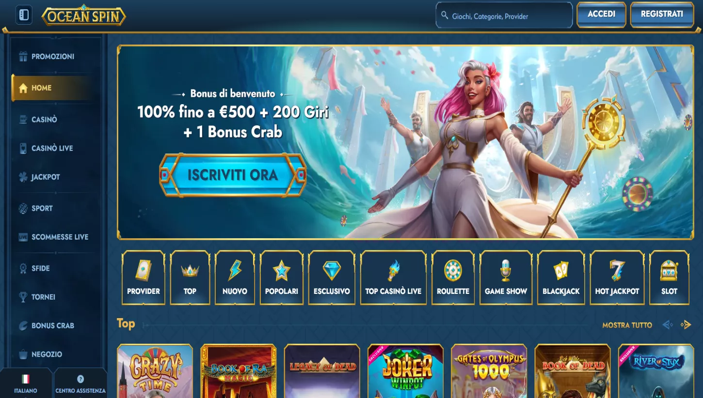 Pagina principale di Oceanspin Casino