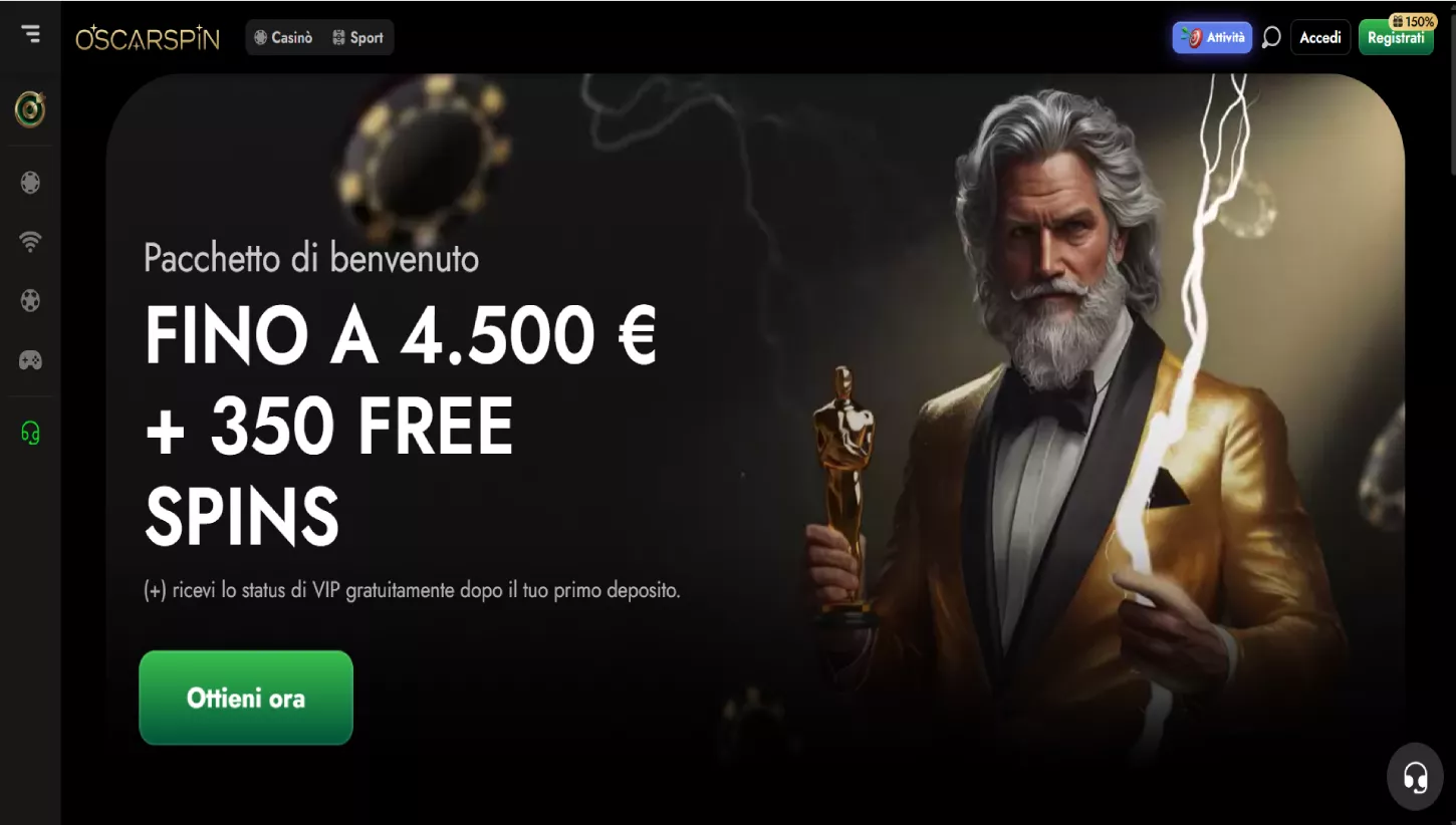 Pagina principale di Oscarspin Casino